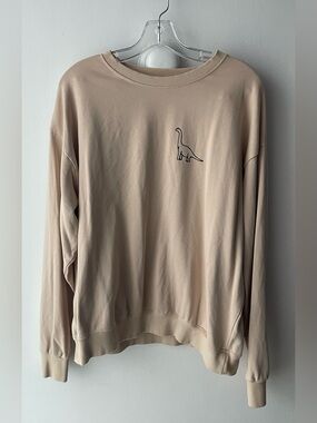 ROSEPARK TAN DINOSAUR WOMEN’S CREWNECK SWEATSHIRT - SIZE L!